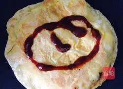 Illustration of how to fill the cake with eggs and add sausage 12