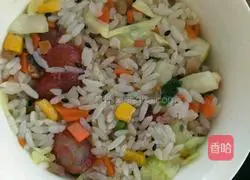 Illustration of how to make fried rice with diced pork, cabbage and fried rice 10