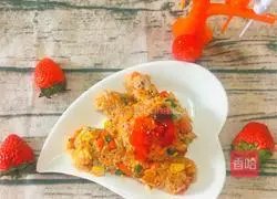 Illustration of how to make dragon fruit fried rice 12