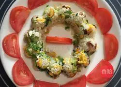 Illustration of how to make sausage and egg fried rice 9