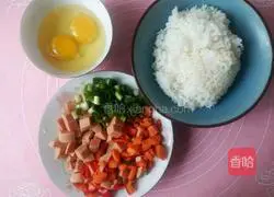 Illustration of how to make egg fried rice 1