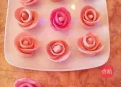 Illustration of how to make bean paste, purple sweet potato and rose flower dumplings 12