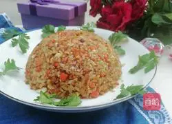 Illustration of making sausage golden chicken fried rice 16