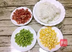 Illustration of how to make sausage fried rice 1