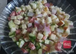 Illustration of how to make ham, diced egg pancakes (for two people) 7