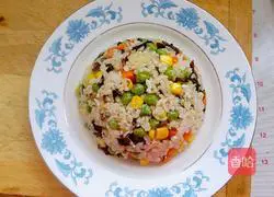 Illustration of how to make sunflower egg fried rice 8