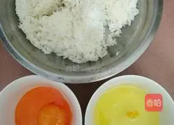 Illustration of how to make golden egg fried rice 1