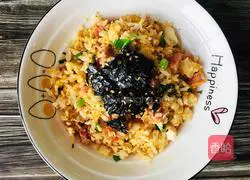 Illustration of how to make salted duck egg and meat floss fried rice 8