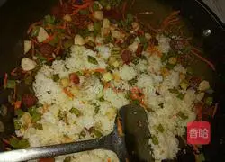 Illustration of how to make sausage meatball rice 6