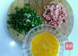 Illustration of how to make leek, ham and egg pancakes 2