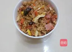 Illustration of how to make fried rice with mushrooms, ham and eggs 7