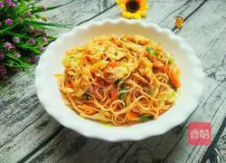 Illustration of stir-fried noodles with eggs, cabbage and noodles 13