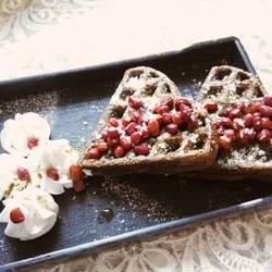Matcha red bean waffles