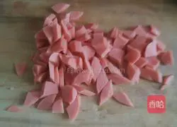 Illustration of how to make ham fried rice 2