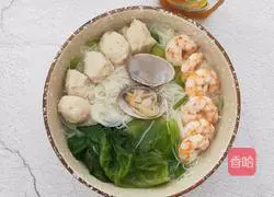 Illustration of how to make seafood rice noodles 9