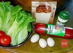 Illustration of how to make a simple ham sandwich 1