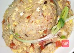 Illustration of how to make fried rice with mushrooms and eggs 14