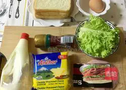 Illustration of how to make ham, cheese and egg sandwich 1