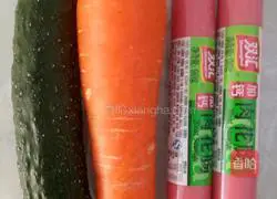 Illustration of how to make ham, vegetable and egg fried rice 1