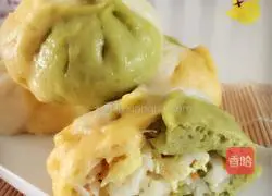 Illustration of how to make three-color shredded radish buns 11