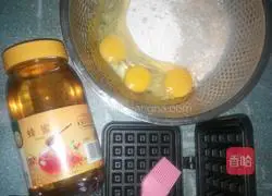 Illustration of how to make gas stove version of Belgian waffles 1