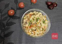 Illustration of how to make fried rice with colorful pepper, bacon and mushrooms 7