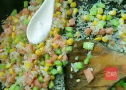 Cucumber, Corn, Ham Fried Rice Recipe Illustration 10 