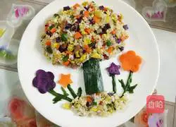 Illustration of making big tree fried rice 14