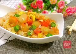 Illustration of how to make fried rice with crab meat, sticks and eggs 10