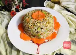 Illustration of how to make ham, egg, vegetable and fried rice 13