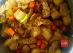 Illustration of Braised Pork, Mushrooms and Carrots with Braised Rice 6