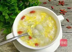 Illustration of how to make glutinous rice balls with rice wine and eggs 14