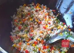 Illustration of how to make assorted colorful fried rice 6