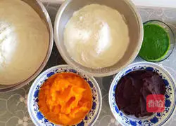 Illustration of how to make pumpkin red bean paste steamed buns 14