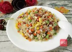 Illustration of making sausage fried rice 1