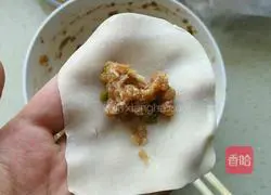 Illustration of how to make wontons stuffed with pork and green onions 4