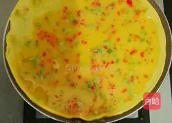 Illustration of making double pepper egg pancake 5