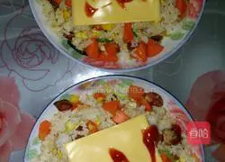 Cheese Illustration of how to make fried rice 5