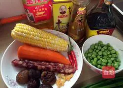  Illustration of making braised sausage rice (rice cooker version) 1