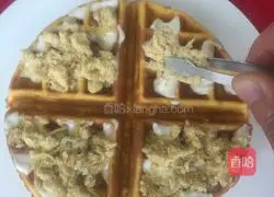 Illustration of how to make meat floss pancakes, also known as meat floss waffles 12