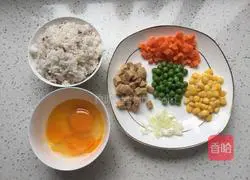 Illustration of how to make colorful fried rice 1
