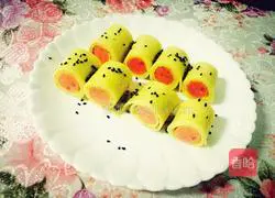 Egg pancake roll.Illustration of how to make it 14
