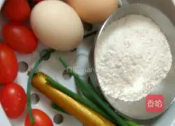 Illustration of how to make cherry tomato pancakes 1