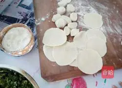 Illustration of how to make leek, egg and vermicelli dumplings 2