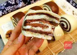 Illustration of how to make two-color steamed buns with knife cut milk flavor 14