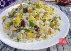 Illustration of how to make colorful vegetable fried rice 10