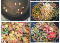 Illustration of how to make shrimp, meat and pineapple fried rice 7