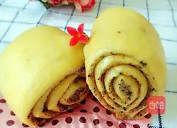 Illustration of how to make pumpkin puree and black sesame steamed buns 18