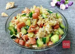 Cucumber and ham fried rice recipe illustration 7