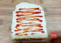 Ham Illustration of making fried egg sandwich 8